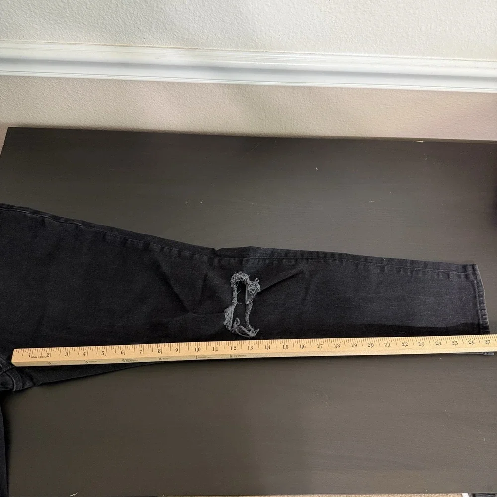 Abercrombie & Fitch Mens 32W 30L Black Jeans Super Skinny Stretch Denim Distress